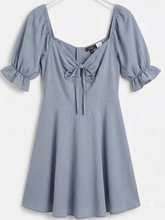 Lulus Dresses & Skirts - LULUS Mini Dress Puff Sleeve Boho Dusty Blue S